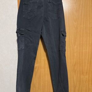 Black washed cargo legging